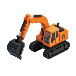 Playful Block Excavator Icon for Construction Use