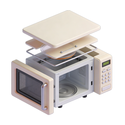Exploded Microwave Oven 3D Icon - Isometric Appliance