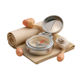 Vintage Exploration Compass Kit Icon - Adventure Navigation
