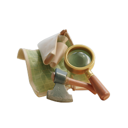 Exploration Map and Tools Icon - Adventure 3D
