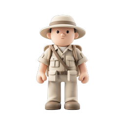 Icono de personaje explorador - Aventurero estilo arcilla 3D