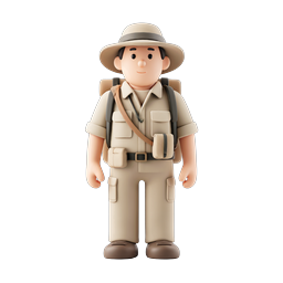 Friendly Explorer Character 3D Icon - Safari Adventurer
