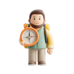 クレイ 3D エクスプローラーキャラクターとナビゲーションコンパスのアイコン