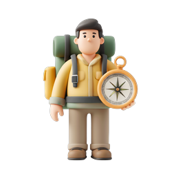 Explorer with Compass - 3D Clay Character Icon