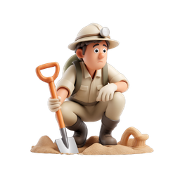 Cartoon Explorer Digging Icon for Adventure Themes