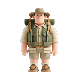 Icono de personaje excursionista 3D - Aventura al aire libre