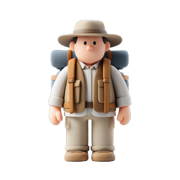 Icono de personaje excursionista | Aventura estilo arcilla 3D