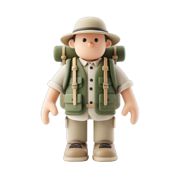 3D Explorer Hiker Character Icon - Adventure Mascot