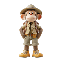 Cheerful Explorer Monkey Icon for Kids' Content
