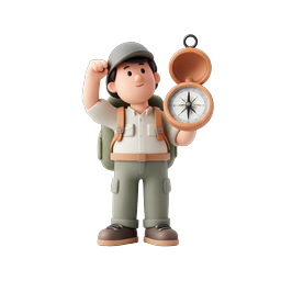 Explorer Character Holding Compass - Adventure Icon