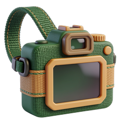 Ícone 3D de Câmera de Tecido - Recurso de Fotografia Vintage