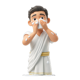 3D Cartoon Character Washing Face with Soap Foam Icon