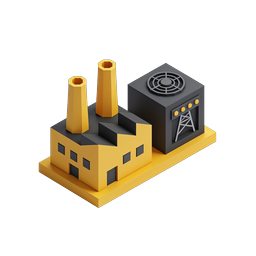 Biểu tượng tòa nhà nhà máy isometric | Sản xuất 3D