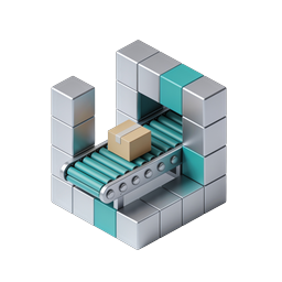 Factory Conveyor Belt Packaging Icon - 3D Isometric