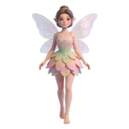 Ícone de personagem fada encantada com asas iridescentes