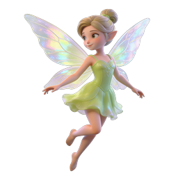 Magical Fairy Character 3D Icon with Iridescent Wings