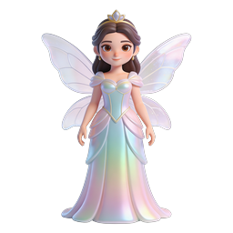 Enchanted Fairy Princess 3D Icon with Butterfly Wings