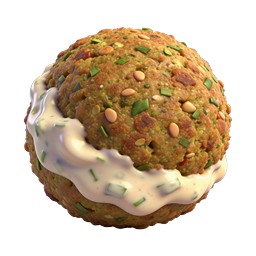 Realistisches 3D-Falafel-Icon mit Tahini-Sauce