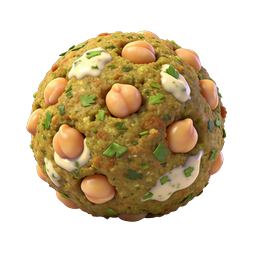 Icona 3D realistica di polpetta di falafel con erbe
