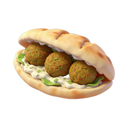 Falafel Pita Sandwich - 3D Food Icon | Realistic Render