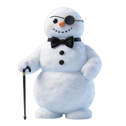 Dapper Snowman Icon with Eyepatch and Cane