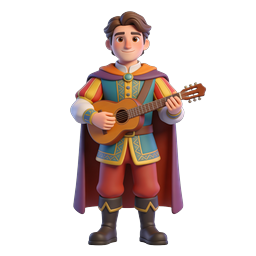 Fantasy Bard Musician 3D Clay Character Icon
