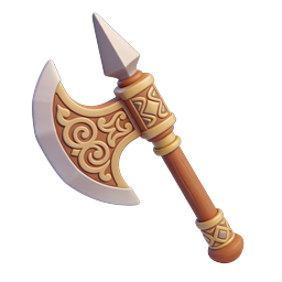 Fantasy Battle Axe 3D Game Icon - Medieval Weapon