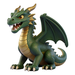 Vibrant Green Dragon Icon for Fantasy Illustrations