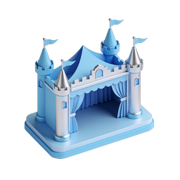 Fantasy Castle 3D Isometric Icon - Blue Tower Fortress