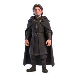 Fantasy Cloaked Character Icon - 3D Medieval Hero