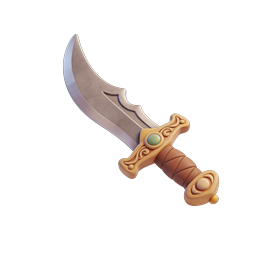 Ornate Fantasy Curved Dagger Icon - 3D Rendered