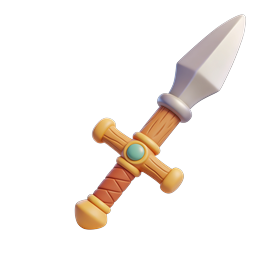 Ícone Adaga de Fantasia - Arma Estilo Clay 3D para Jogos