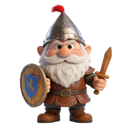 Fantasy Dwarf Warrior 3D Character Icon with Shield