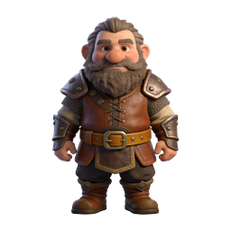 Fantasy Dwarf Warrior Character 3D Icon