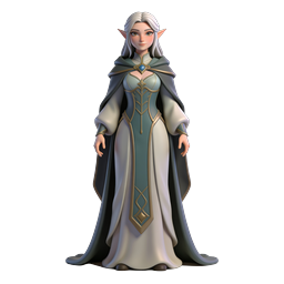 Fantasy Elf Priestess 3D Character Icon | RPG Game Art