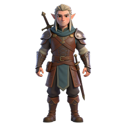 Fantasy Elf Warrior Character 3D Render Icon