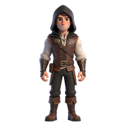 Fantasy Hooded Adventurer 3D Character Icon