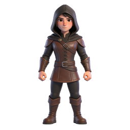 フード付きファンタジー冒険者3Dキャラクターアイコン