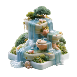 Ilha de Cachoeira Fantasia - Ícone de Natureza 3D Isométrico