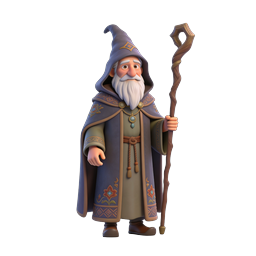 Fantasy Wizard Character 3D Icon | Magical Sage