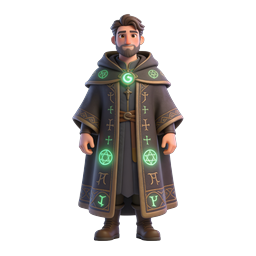 Fantasy Wizard Mage Character Icon with Glowing Runes