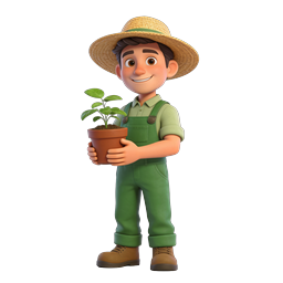 Farmer Boy with Potted Plant - 3D Character Icon
