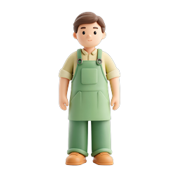 Friendly 3D Farmer Character Icon - Agricultural Mascot
