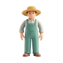 Friendly Farmer Character Icon - 3D Rendered