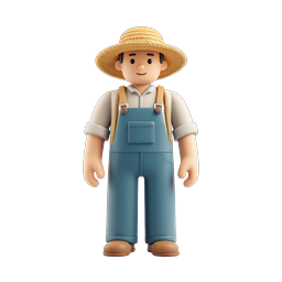 Friendly 3D Farmer Character Icon with Straw Hat