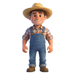 農業向けのフレンドリーな 3D カートゥーン農家キャラクターアイコン