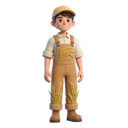 Farmer Character Icon - 3D Wheat Harvest Design