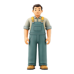 Friendly Farmer Character 3D Icon - Rural Worker