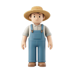 Friendly 3D Farmer Character Icon - Rural Mascot