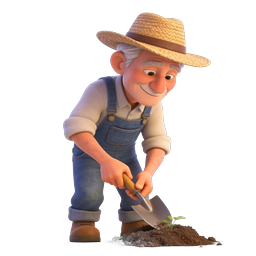 Friendly Farmer Gardener Planting Seedling 3D Icon